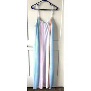 Favlux Pastel Colorblock Maxi Dress Women’s Size M | Spaghetti Strap‎ Flowy Long